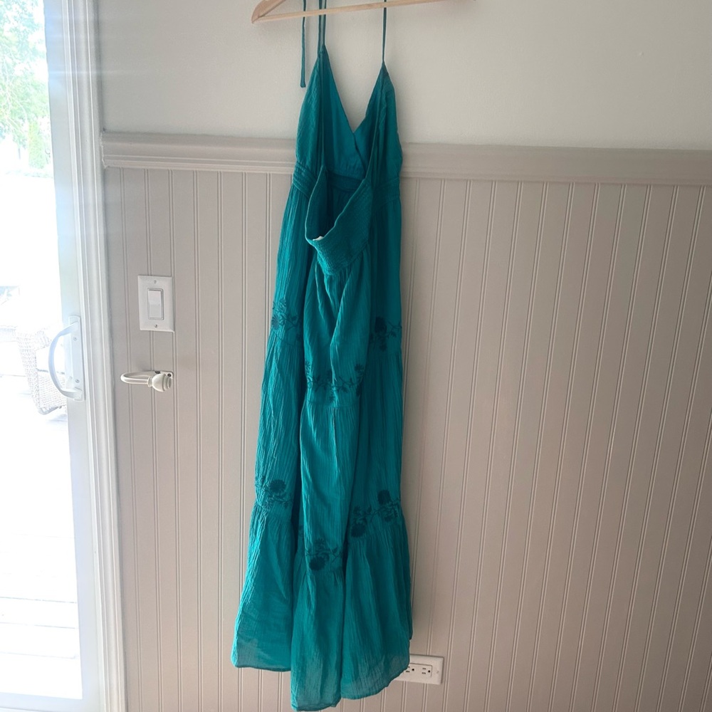 🌊 Lovestitch “Blissed Out” Embroidered Halter Maxi Dress – Size Large - Picture 9 of 12